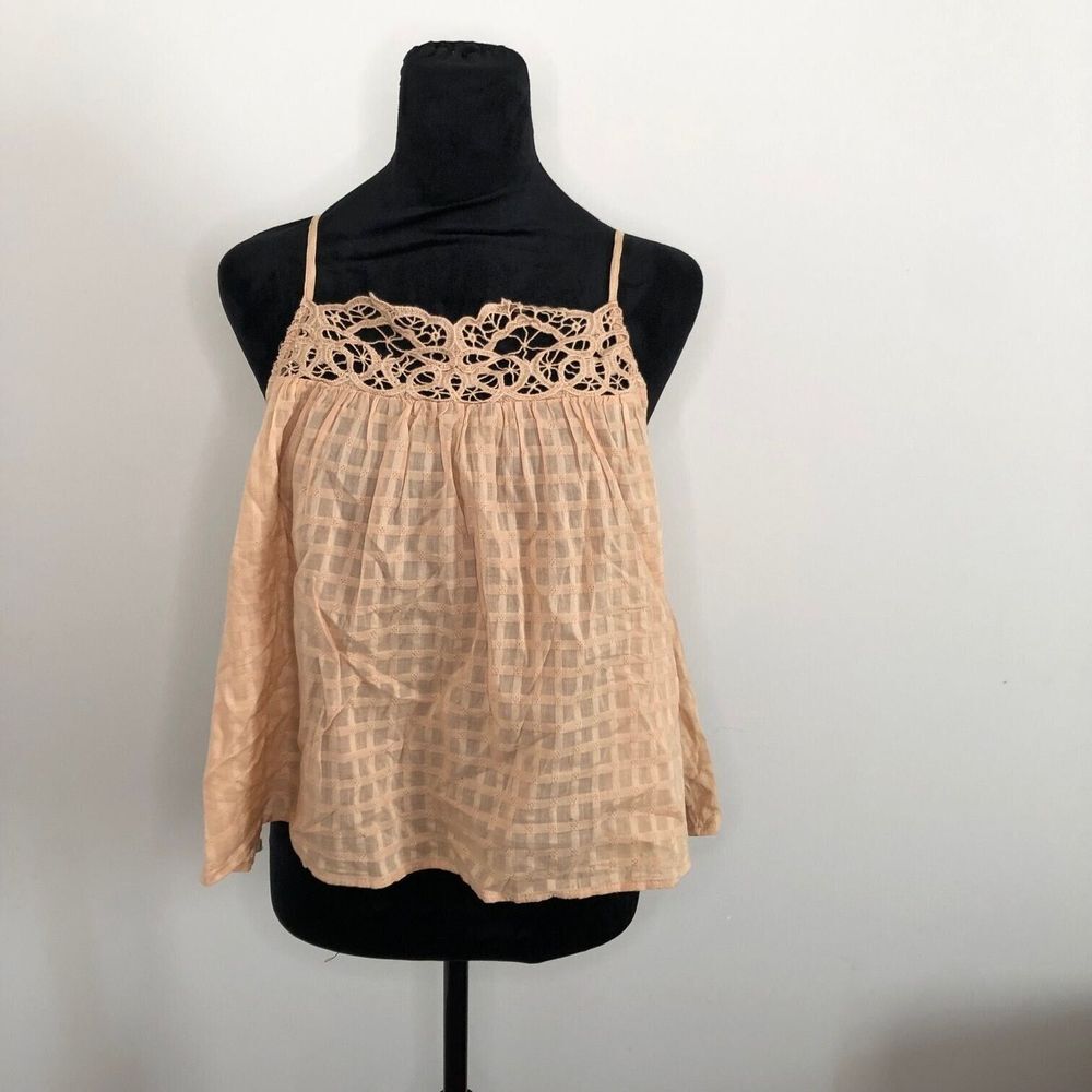 American Eagle Outfitters Womens Crochet‎ Lace Top Peach Sleeveless Size Small